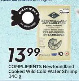 Sobeys COMPLIMENTS Newfoundland Cooked Wild Cold Water Shrimp offer