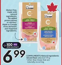 Sobeys COMPLIMENTS Natural Ingredients Sliced Meat offer
