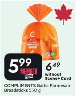 Sobeys COMPLIMENTS Garlic Parmesan Breadsticks offer