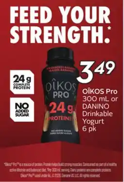 Sobeys OÎKOS Pro 300 mL or DANINO Drinkable Yogurt offer