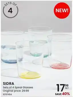 Stokes SIDRA Sets of 4 Spiral Glasses offer