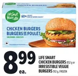 Metro LIFE SMART CHICKEN BURGERS 852 G OR IRRESISTIBLE VEGGIE BURGERS 512 G offer