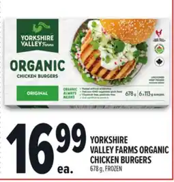 Metro YORKSHIRE VALLEY FARMS ORGANIC CHICKEN BURGERS offer
