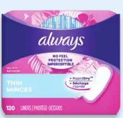 Walmart Always liners offer