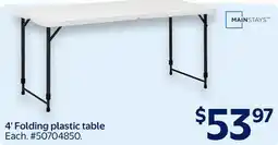 Walmart Mainstays 4' Folding plastic table offer