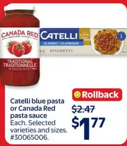 Walmart Catelli blue Pasta offer