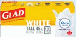 Walmart Glad White kitchen garbage Bags 30s-52s offer