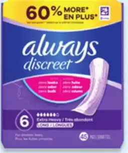 Walmart Always Discreet Incontinence Pads offer