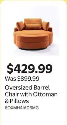 Walmart Oversized Barrel Chair with Ottoman & Pillows offer