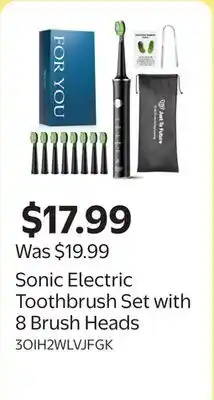 Walmart Sonic Electric Toothbrush Set with 8 Brush Heads offer