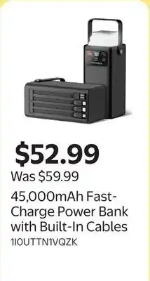 Walmart 45,000mAh Fast-Charge Power Bank with Built-In Cables offer