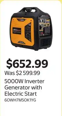 Walmart 5000W Inverter Generator with Electric Start offer
