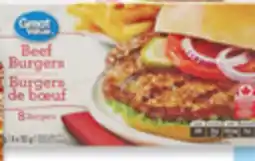 Walmart Great Value beef or chicken burgers or fully cooked burgers offer