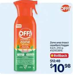 Walmart Off! Zone area insect repellent fogger offer