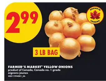 No Frills FARMER'S MARKET YELLOW ONIONS, 3 LB BAG offer