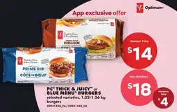 No Frills PC THICK & JUICY OR BLUE MENU BURGERS offer