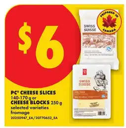No Frills PC CHEESE SLICES, 140-170 G OR CHEESE BLOCKS, 250 G offer