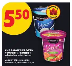 No Frills CHAPMAN'S FROZEN YOGURT or SORBET offer
