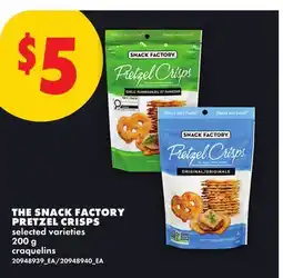 No Frills THE SNACK FACTORY PRETZEL CRISPS offer