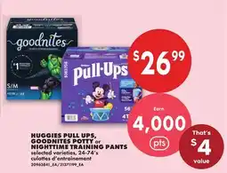 No Frills HUGGIES PULL UPS, GOODNITES POTTY OR NIGHTTIME TRAINING PANTS, 24-74's offer