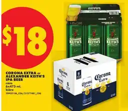 No Frills CORONA EXTRA OR ALEXANDER KEITH'S IPA BEER, 6X473 M offer
