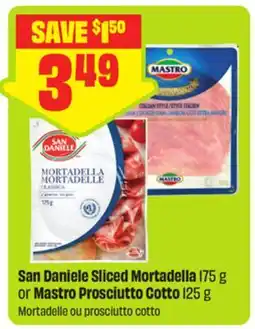 FreshCo San Daniele Sliced Mortadella 175 g or Mastro Prosciutto Cotto 125 g offer