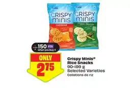 FreshCo Crispy Minis Rice Snacks, 90-199 g Selected Varieties offer
