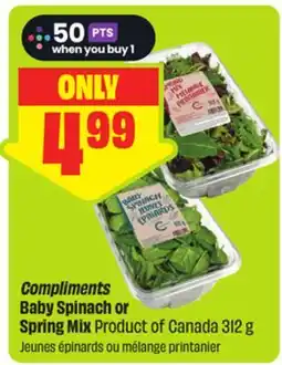 FreshCo Compliments Baby Spinach or Spring Mix, Product of Canada offer