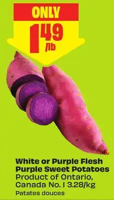 FreshCo White or Purple Flesh Purple Sweet Potatoes, Product of Ontario, Canada No. 1 3.28/kg offer