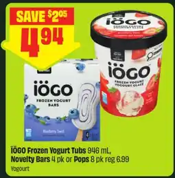 FreshCo IÖGO Frozen Yogurt Tubs 946 mL, Novelty Bars 4 pk or Pops 8 pk offer