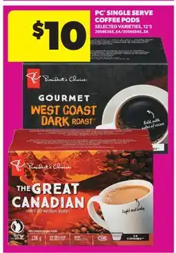 Real Canadian Superstore PC SINGLE SERVE COFFEE PODS, 12'S offer