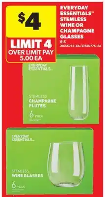 Real Canadian Superstore EVERYDAY ESSENTIALS STEMLESS WINE OR CHAMPAGNE GLASSES, 6' S offer