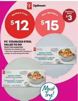 Real Canadian Superstore PC STAINLESS STEEL SALAD TO GO offer