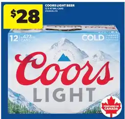 Real Canadian Superstore COORS LIGHT BEER, 12 X 473ML CANS offer