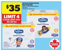 Real Canadian Superstore ROYALE ULTRA VALUE BOX DIAPERS, 108-180'S offer