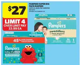 Real Canadian Superstore PAMPERS SUPER BIG PACK DIAPERS, 36-124'S offer