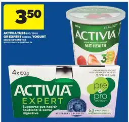 Real Canadian Superstore ACTIVIA TUBS 650/750 G OR EXPERT 4X100 G, YOGURT offer