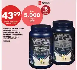 Real Canadian Superstore VEGA SPORT PROTEIN POWDER, 801-837 G OR PERFORMANCE PROTEIN + CREATINE POWDER, 864-918 G offer