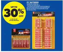Real Canadian Superstore PC BATTERIES offer