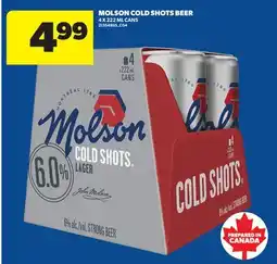 Real Canadian Superstore MOLSON COLD SHOTS BEER, 4 X 222 ML CANS offer