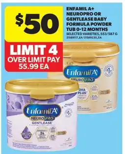 Real Canadian Superstore ENFAMIL A+ NEUROPRO OR GENTLEASE BABY FORMULA POWDER TUB 0-12 MONTHS, 553/587 G offer