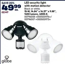 RONA LED security light with motion detector 15-W, 14.84'' x 14.37'' x 9.88'', 1400 lumens, 4000-K offer