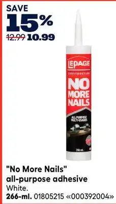 RONA No More Nails all-purpose adhesive 266-ml offer