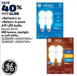 RONA Refresh or Relax 4-pack A19 LED bulbs offer