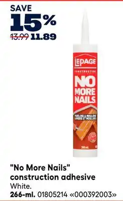 RONA No More Nails construction adhesive offer