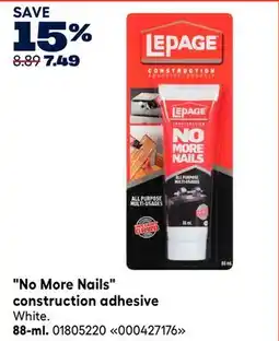 RONA LePAGE No More Nails construction adhesive offer