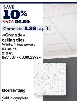 RONA Grenada ceiling tiles offer