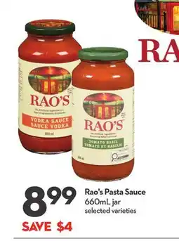 Longo's Rao's Pasta Sauce offer