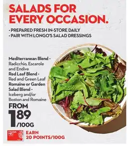 Longo's Mediterranean Blend - Red Leaf Blend - Romaine or Garden Salad Blend offer