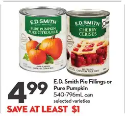 Longo's E.D. Smith Pie Fillings or Pure Pumpkin offer